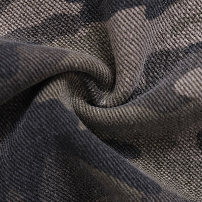 Camouflage Patchwork Black Distressed Jeans - Thrashink