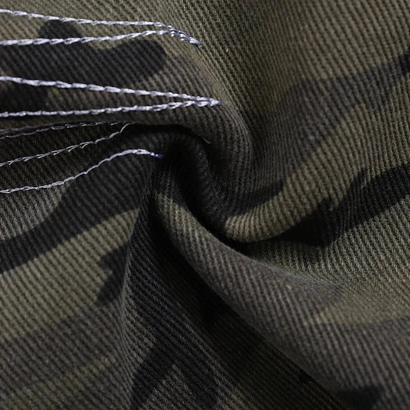 Camouflage Patchwork Distressed Jeans - Thrashink