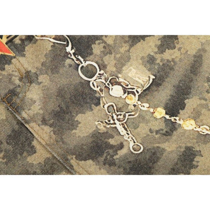 Camouflage Patchwork Streetwear Wide - Leg Jeans - Thrashink