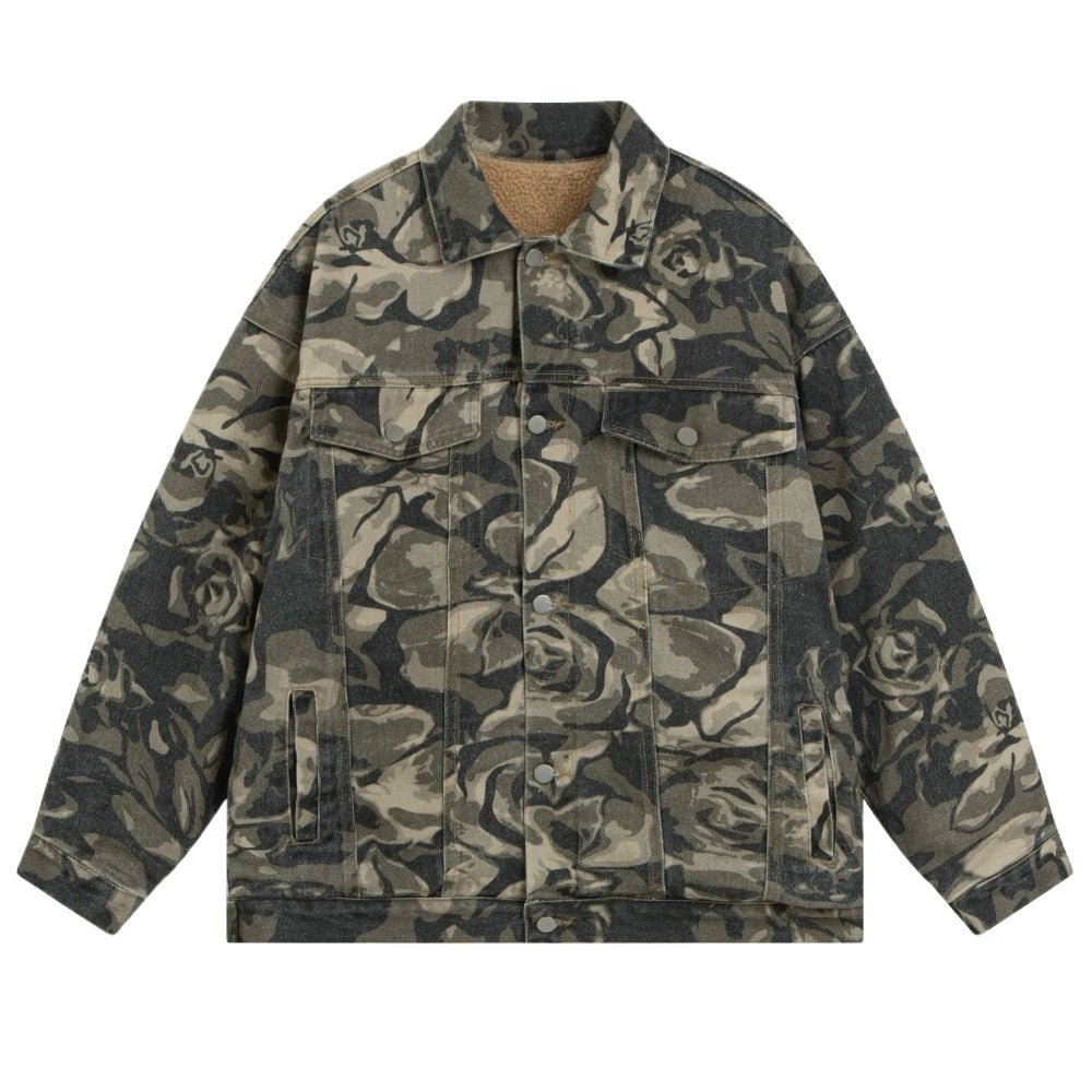 Camouflage Rose Denim Jacket - Thrashink