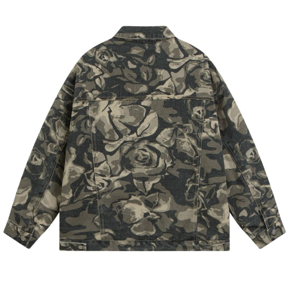 Camouflage Rose Denim Jacket - Thrashink