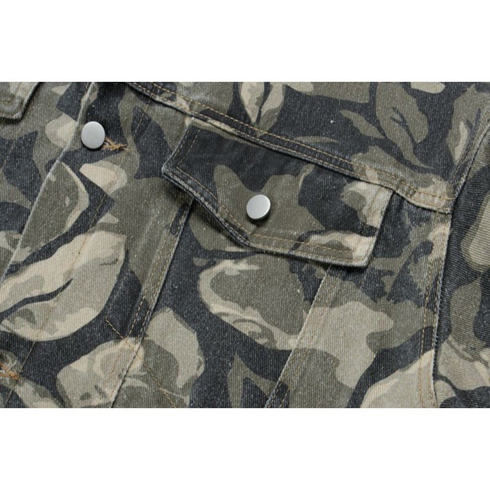 Camouflage Rose Denim Jacket - Thrashink