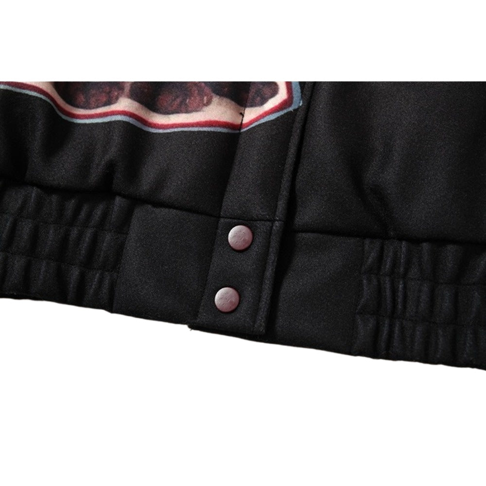 Cat Graphic Gradient Baseball Cotton Jacket - Thrashink