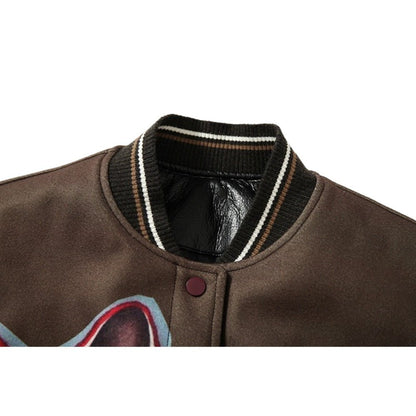 Cat Graphic Gradient Baseball Cotton Jacket - Thrashink