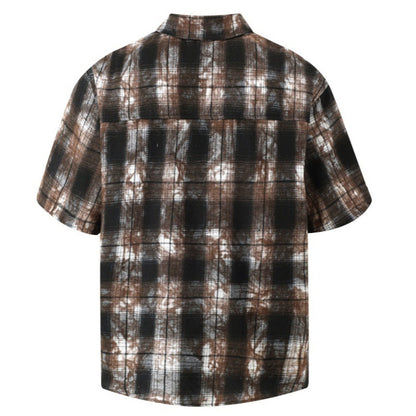 Tie-Dye Plaid Short-Sleeve Shirt