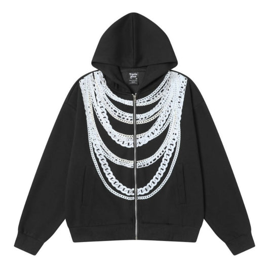 Chain Digital Print Cardigan Sweatshirt - Thrashink