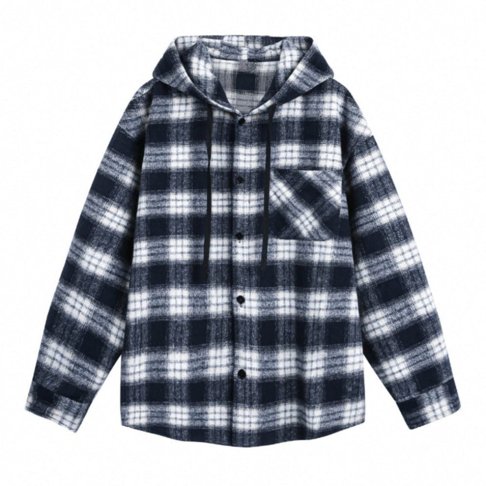 Checkered Hooded Shirt - Thrashink