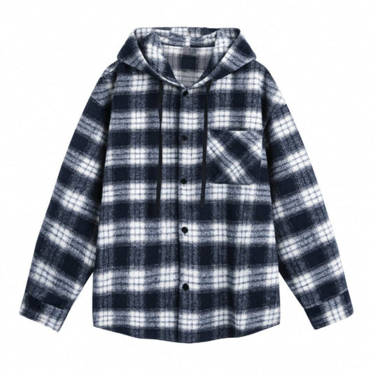 Checkered Hooded Shirt - Thrashink