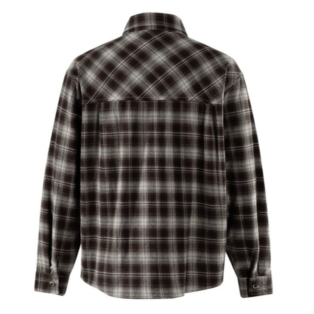 Chest - crossed Patchwork Checked Shirt - Thrashink