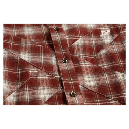 Chest - crossed Patchwork Checked Shirt - Thrashink