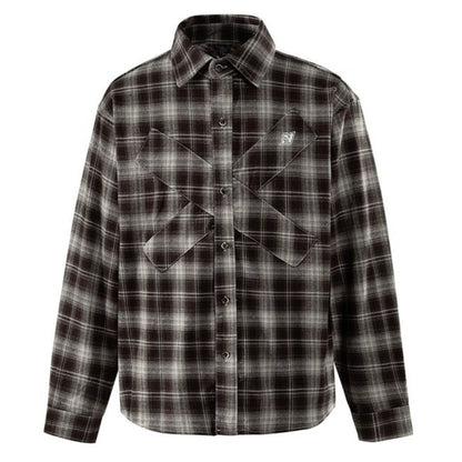 Chest - crossed Patchwork Checked Shirt - Thrashink