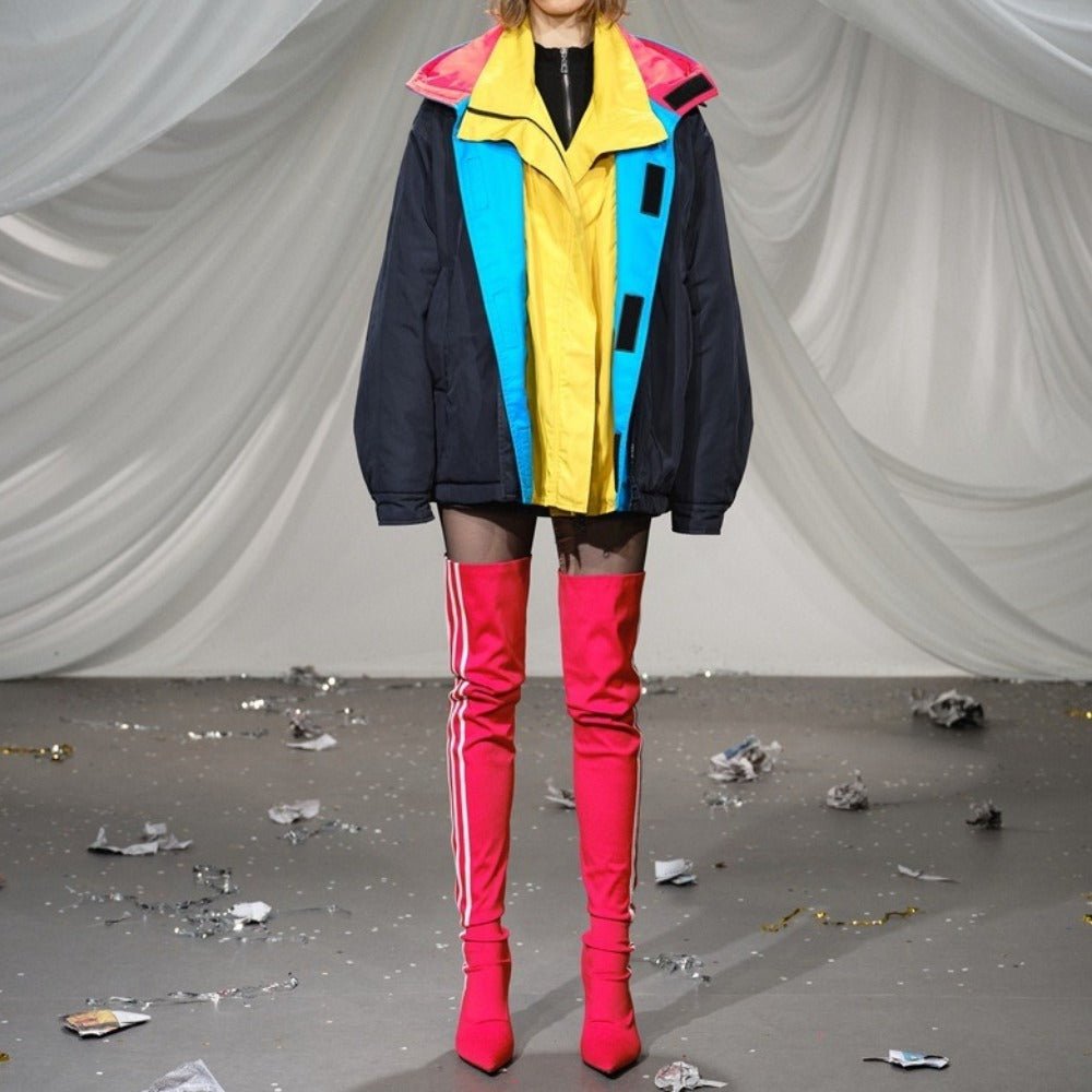 Chromatic Fusion Multi - Layered Workwear Jacket - Thrashink