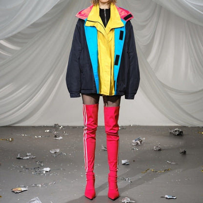 Chromatic Fusion Multi - Layered Workwear Jacket - Thrashink