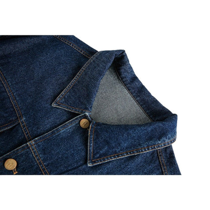 Classic Decorative Button Denim Jacket - Thrashink