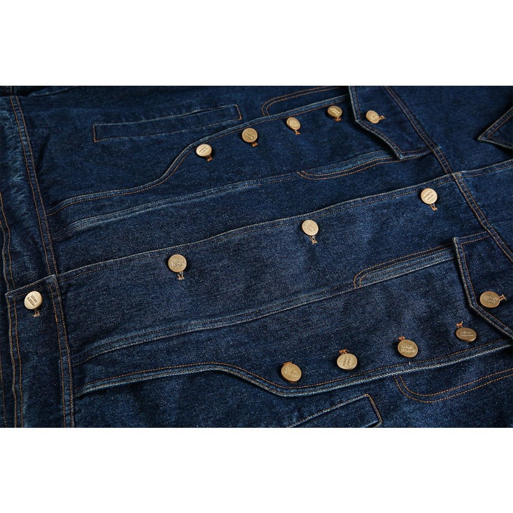 Classic Decorative Button Denim Jacket - Thrashink