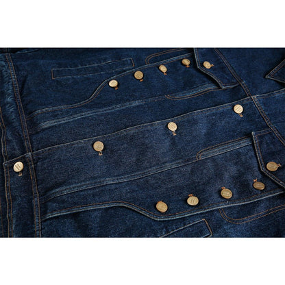 Classic Decorative Button Denim Jacket - Thrashink