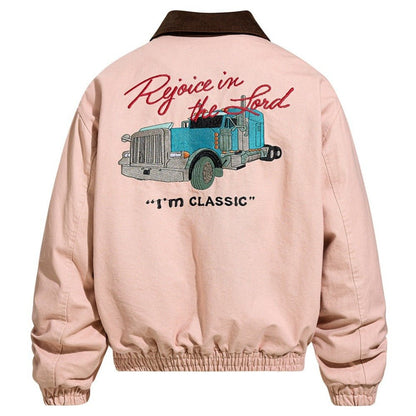 Classic Trucker Pink Vintage Padded Jacket - Thrashink