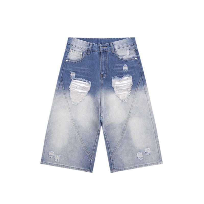 Cloud Gradient Capri Denim Shorts - Thrashink