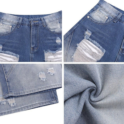 Cloud Gradient Capri Denim Shorts - Thrashink