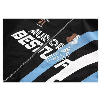 Color - block Striped Sports Jacket - Thrashink