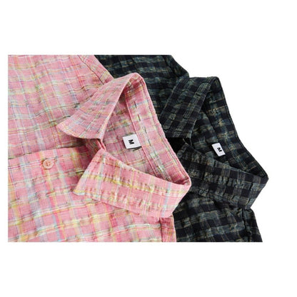 Color Blocked Plaid Shirts - Thrashink