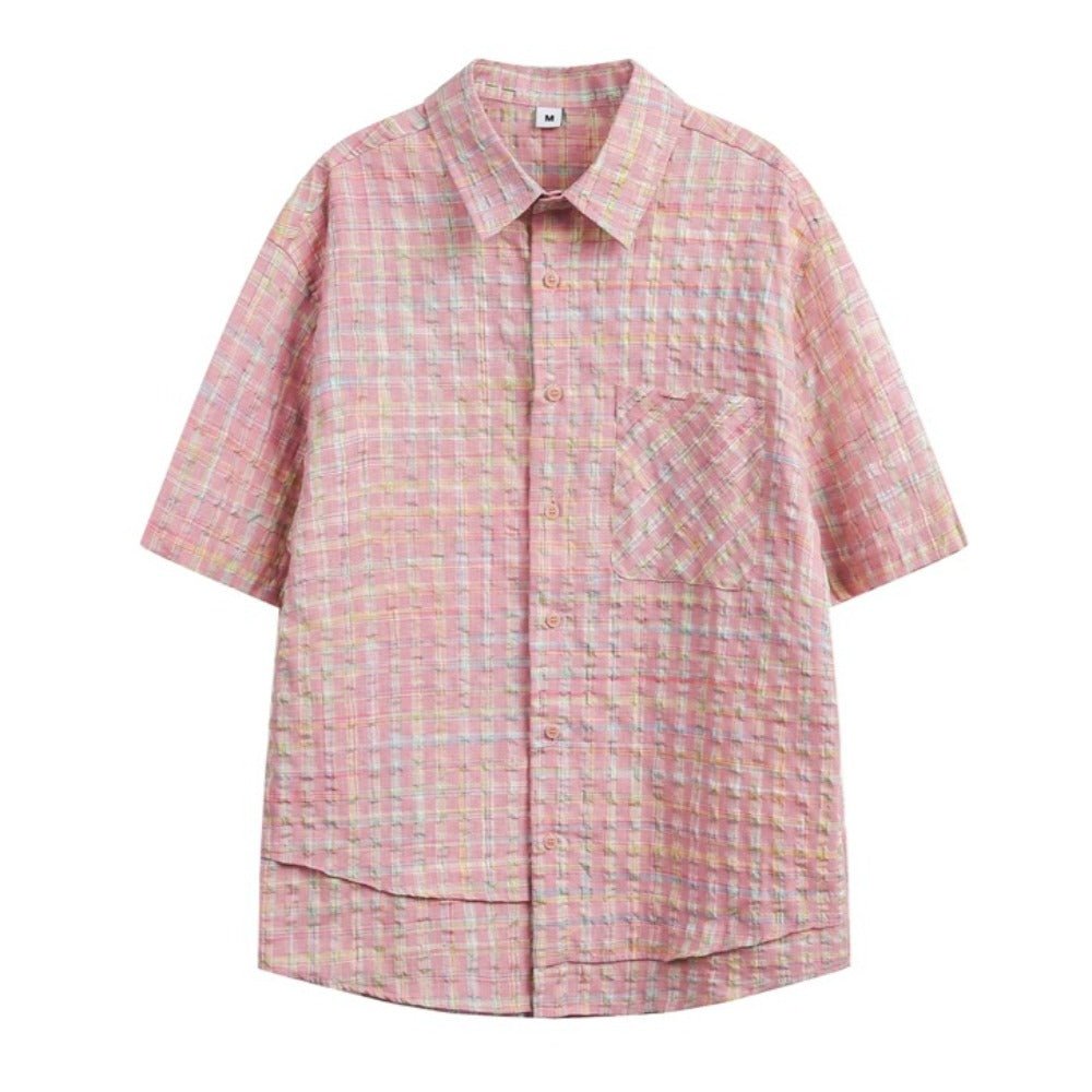 Color Blocked Plaid Shirts - Thrashink