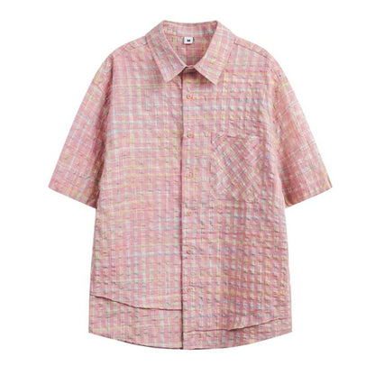 Color Blocked Plaid Shirts - Thrashink