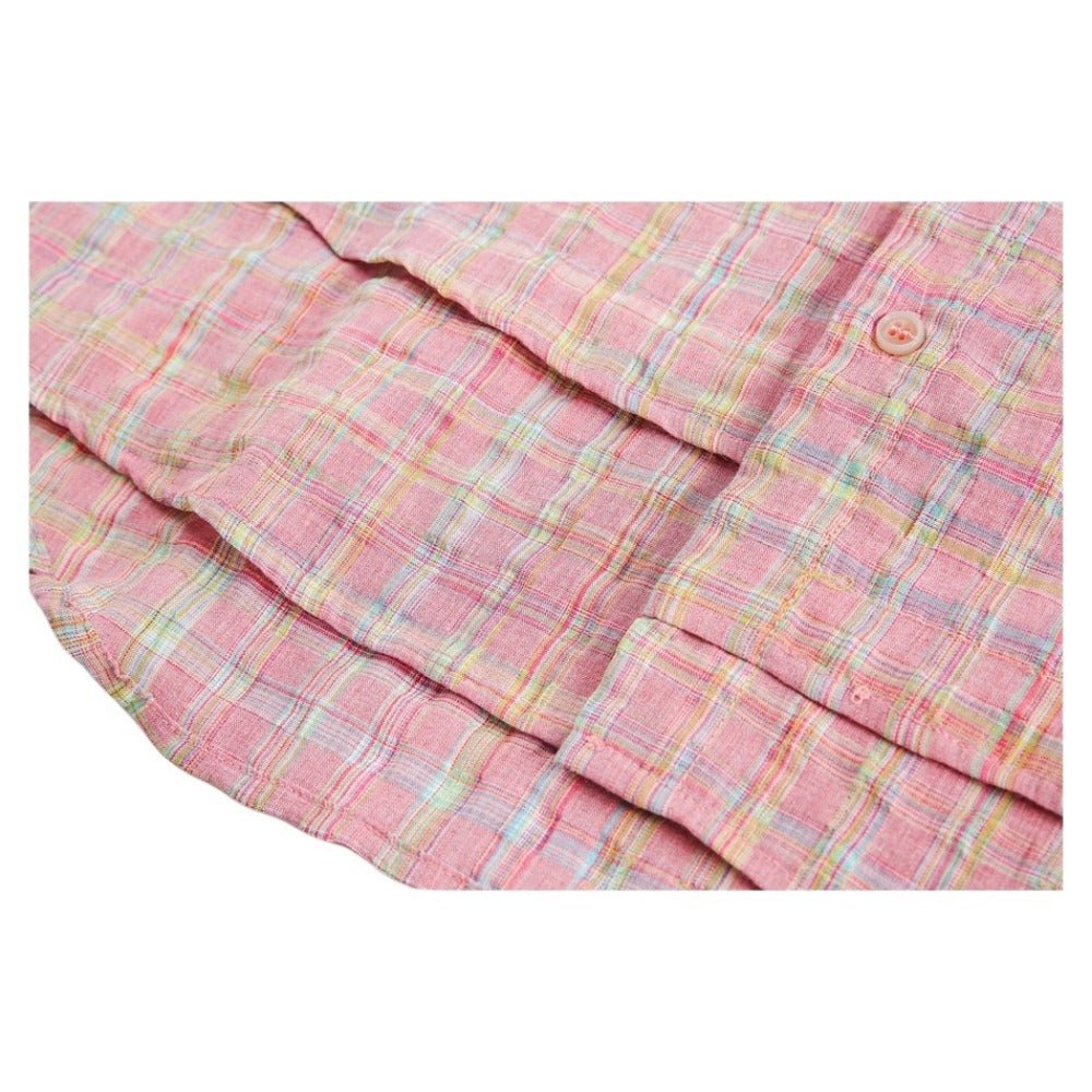 Color Blocked Plaid Shirts - Thrashink