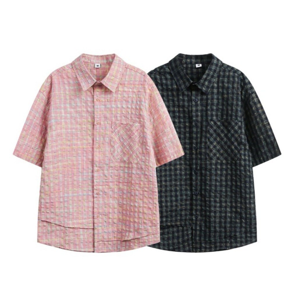 Color Blocked Plaid Shirts - Thrashink