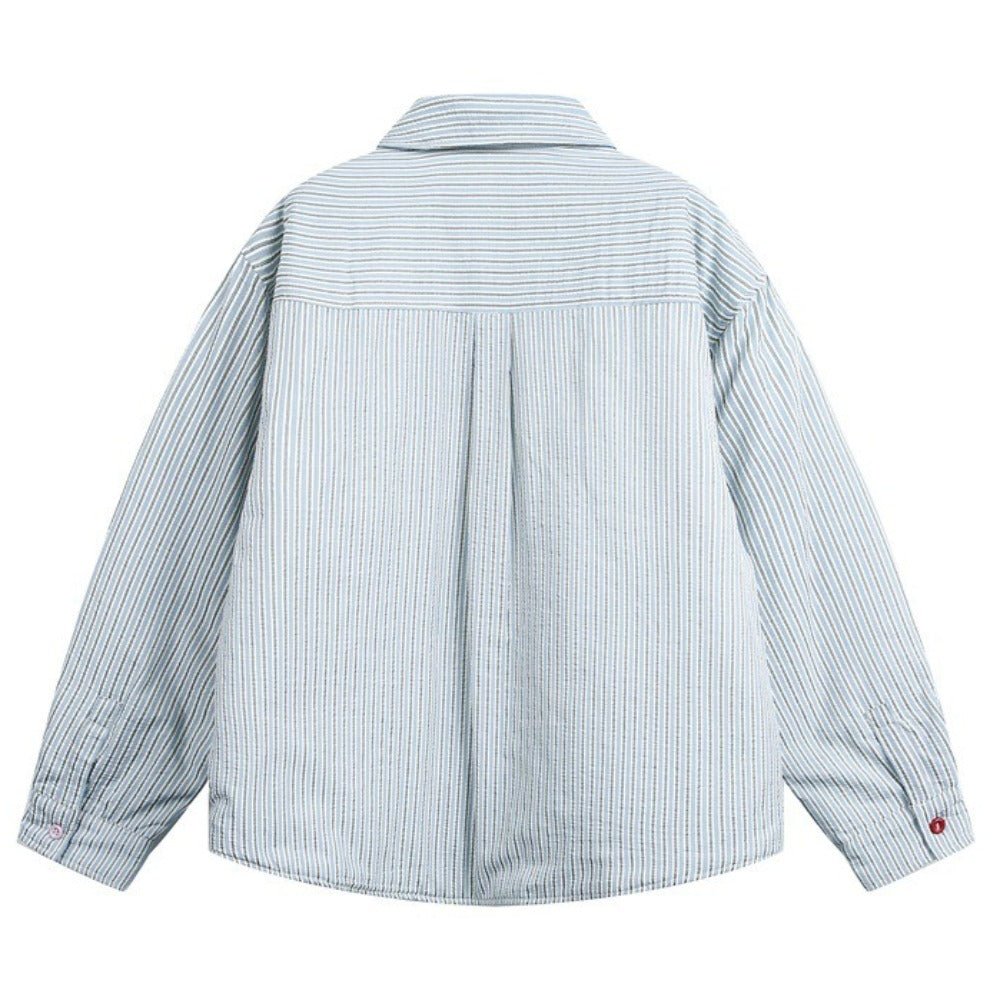 Colorful Button Vertical Striped Cotton Jacket - Thrashink