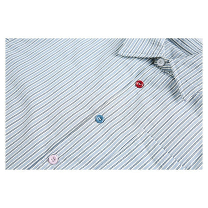 Colorful Button Vertical Striped Cotton Jacket - Thrashink