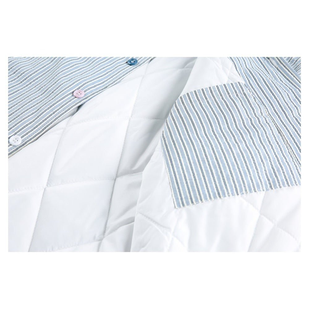 Colorful Button Vertical Striped Cotton Jacket - Thrashink