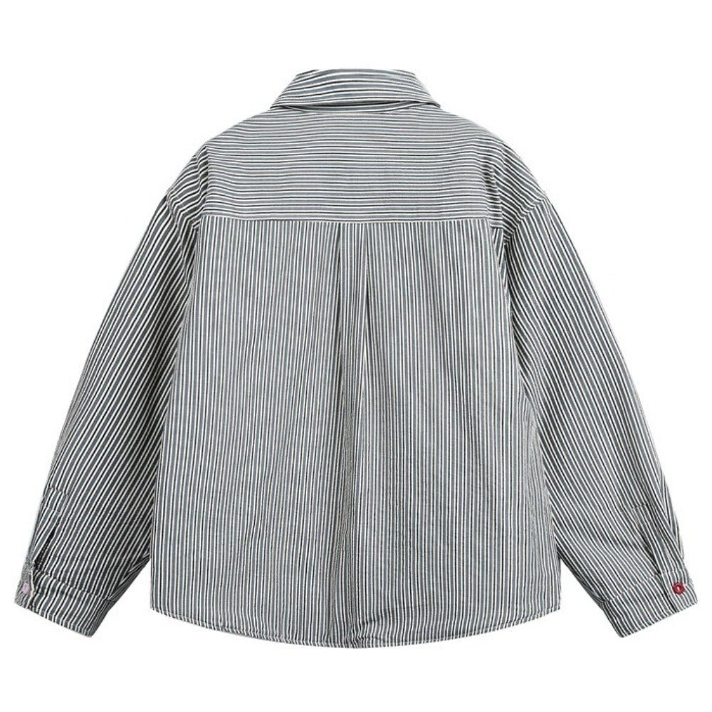 Colorful Button Vertical Striped Cotton Jacket - Thrashink