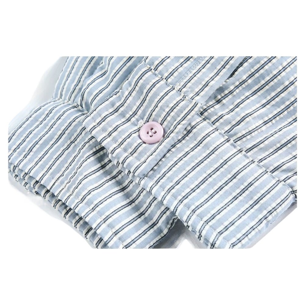 Colorful Button Vertical Striped Cotton Jacket - Thrashink