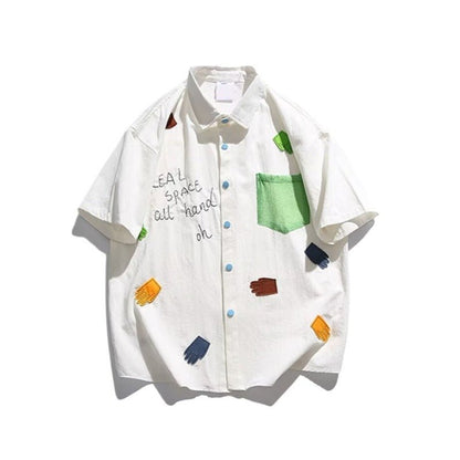 Colorful Patchwork Graffiti Shirt - Thrashink