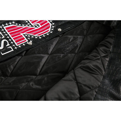 Contrast Crocodile - print Cotton Varsity Jacket - Thrashink