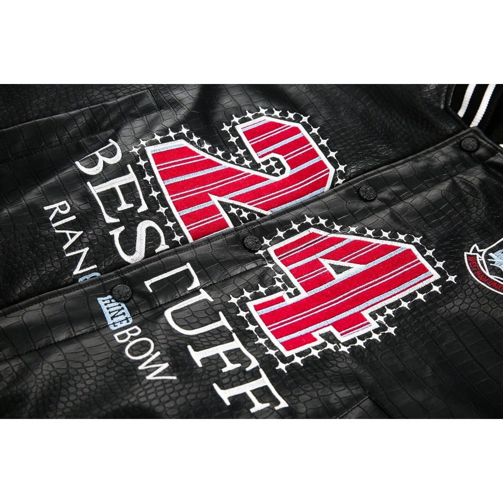 Contrast Crocodile - print Cotton Varsity Jacket - Thrashink
