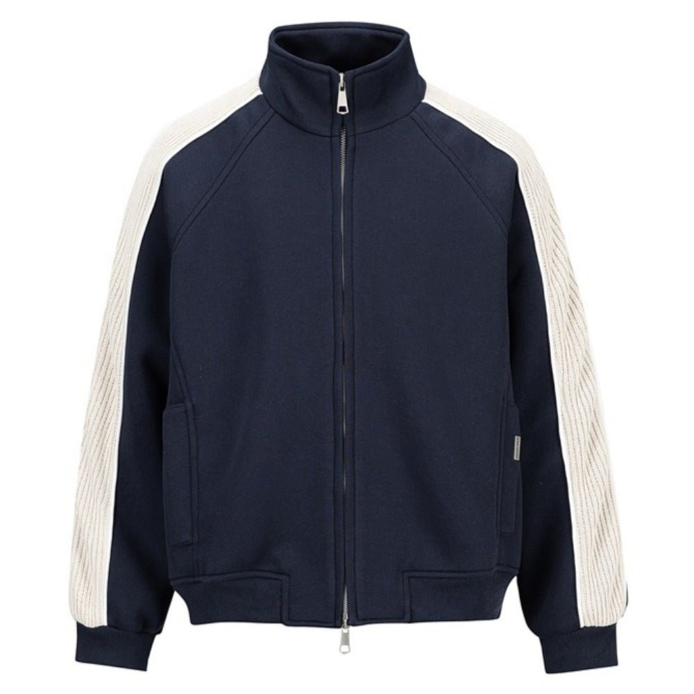 Contrast Sleeve Zip Stand - Collar Track Jacket - Thrashink