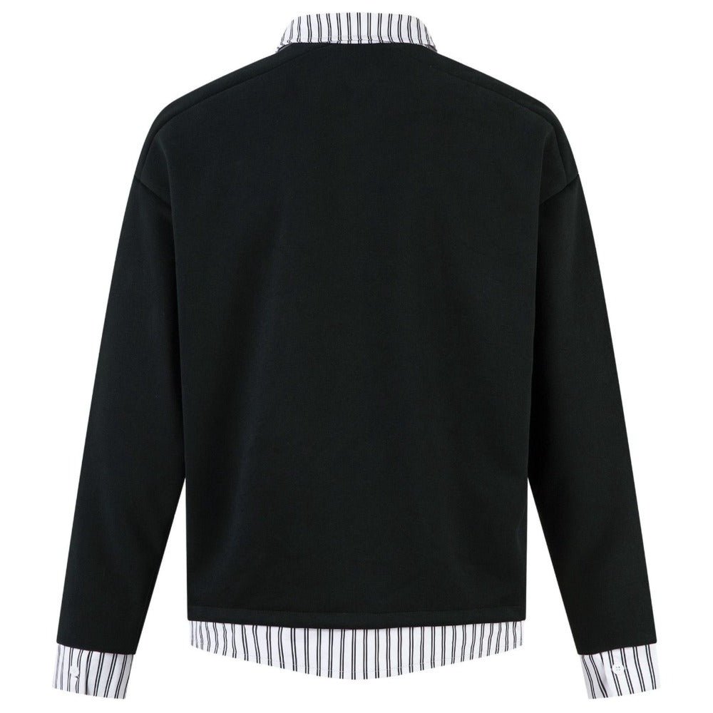 Contrast Striped Mock - Layer Sweatshirt - Thrashink
