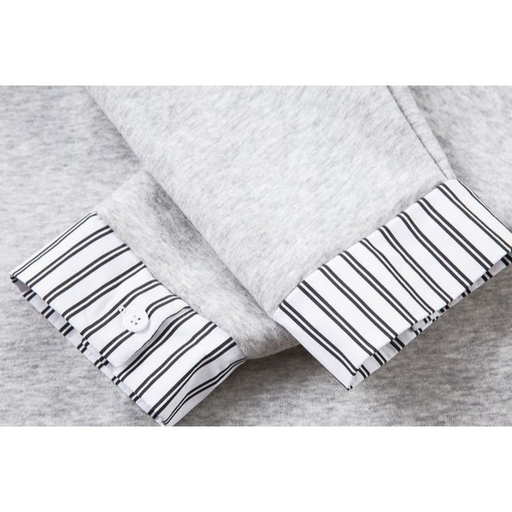 Contrast Striped Mock - Layer Sweatshirt - Thrashink