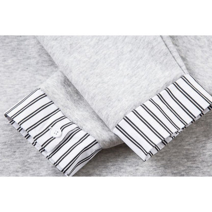 Contrast Striped Mock - Layer Sweatshirt - Thrashink