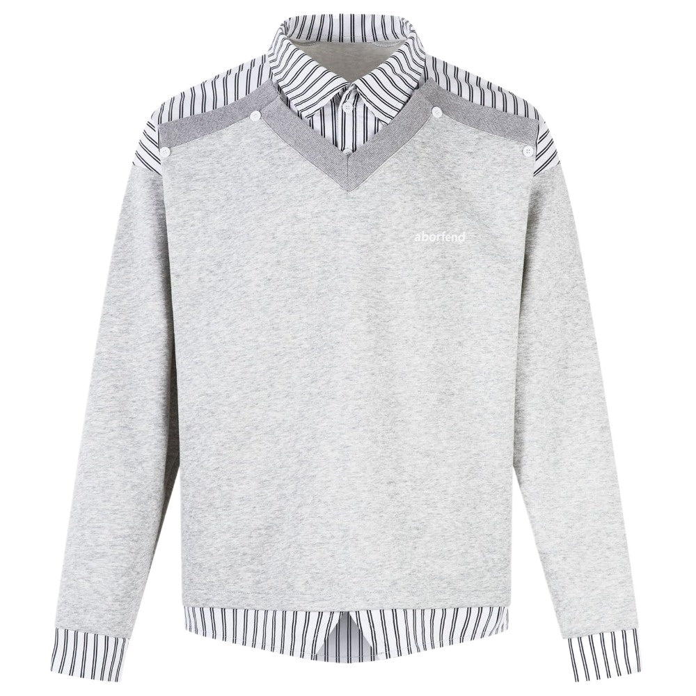Contrast Striped Mock - Layer Sweatshirt - Thrashink