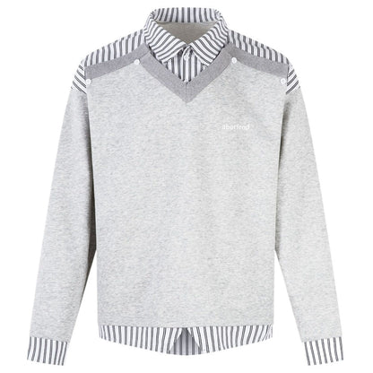 Contrast Striped Mock - Layer Sweatshirt - Thrashink