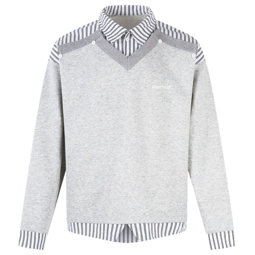 Contrast Striped Mock - Layer Sweatshirt - Thrashink