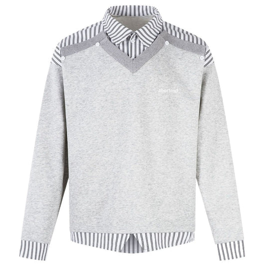 Contrast Striped Mock - Layer Sweatshirt - Thrashink