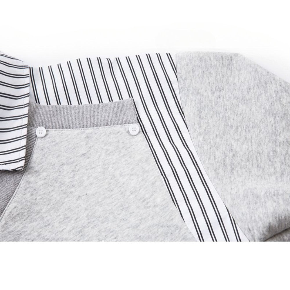 Contrast Striped Mock - Layer Sweatshirt - Thrashink