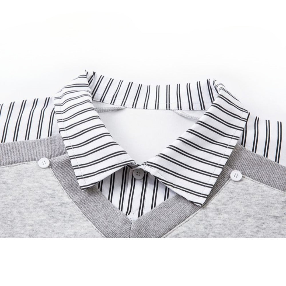 Contrast Striped Mock - Layer Sweatshirt - Thrashink