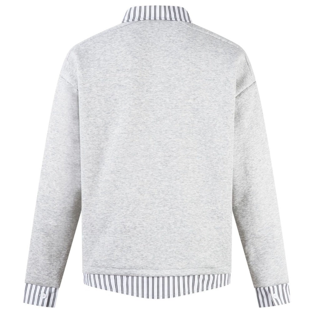 Contrast Striped Mock - Layer Sweatshirt - Thrashink