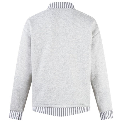 Contrast Striped Mock - Layer Sweatshirt - Thrashink