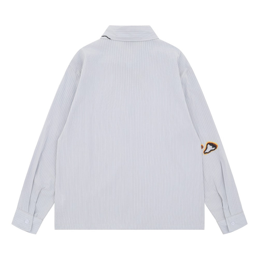 Creative Burn Pattern Striped Shirt - Thrashink